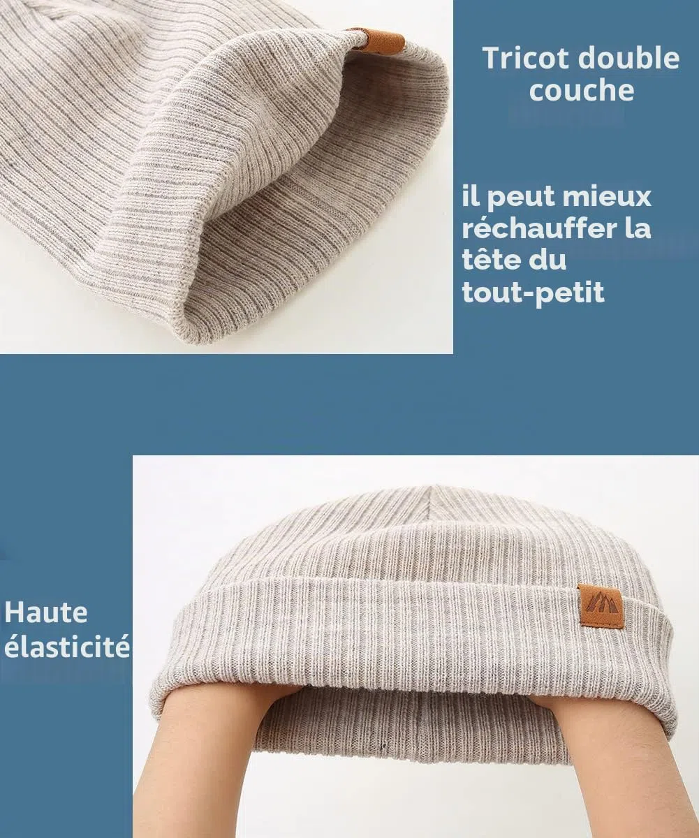 Bonnet Bebe Garçon Doux et Souple Ensemble Bonnet Echarpe Garcon Chaud Bonnet Enfant Hiver Bonne Elasticité Bonnet Bebe