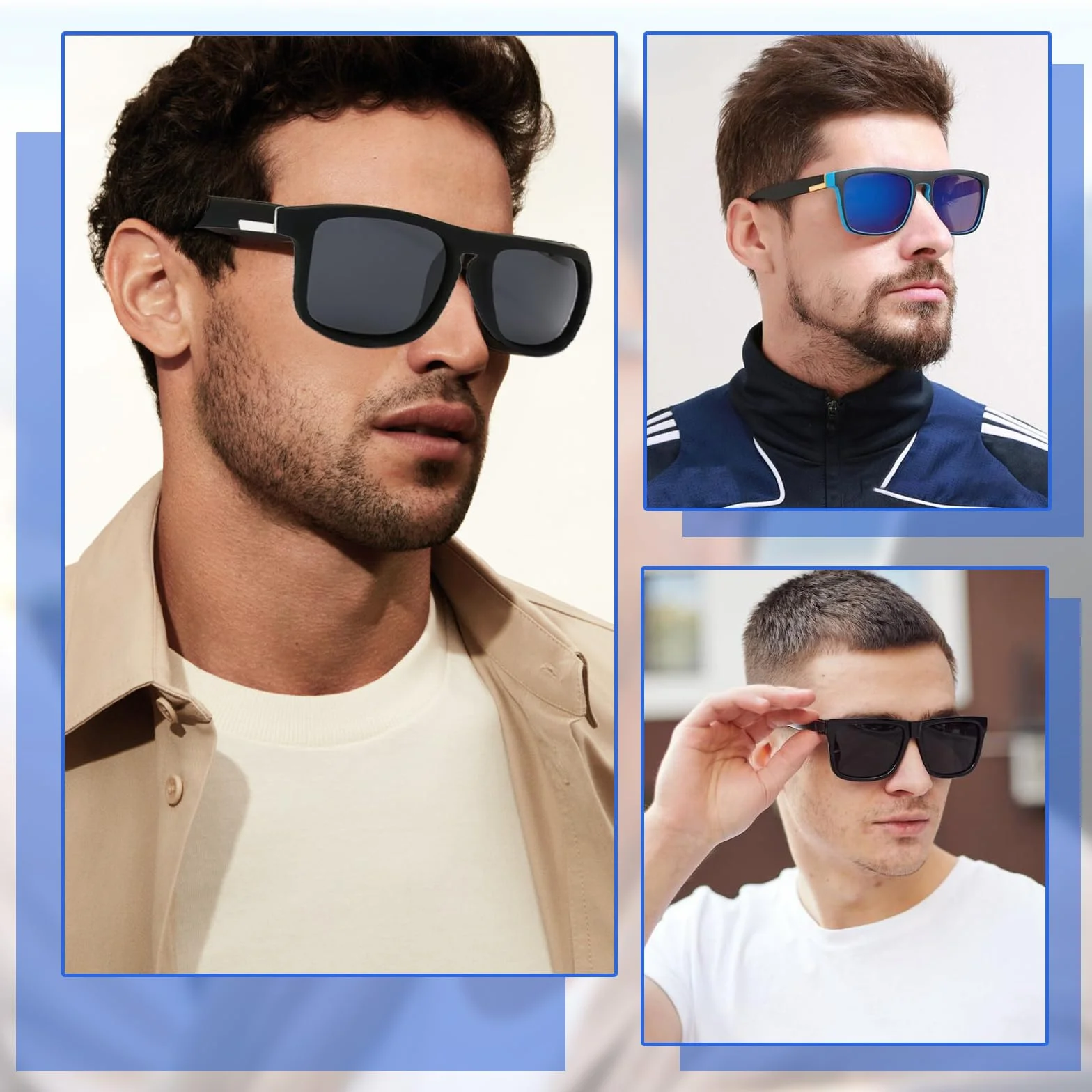 Lot de 4 paires de Lunettes de Soleil Lunettes de Soleil Polarisées pour Homme Femme Disponibles UV Protection