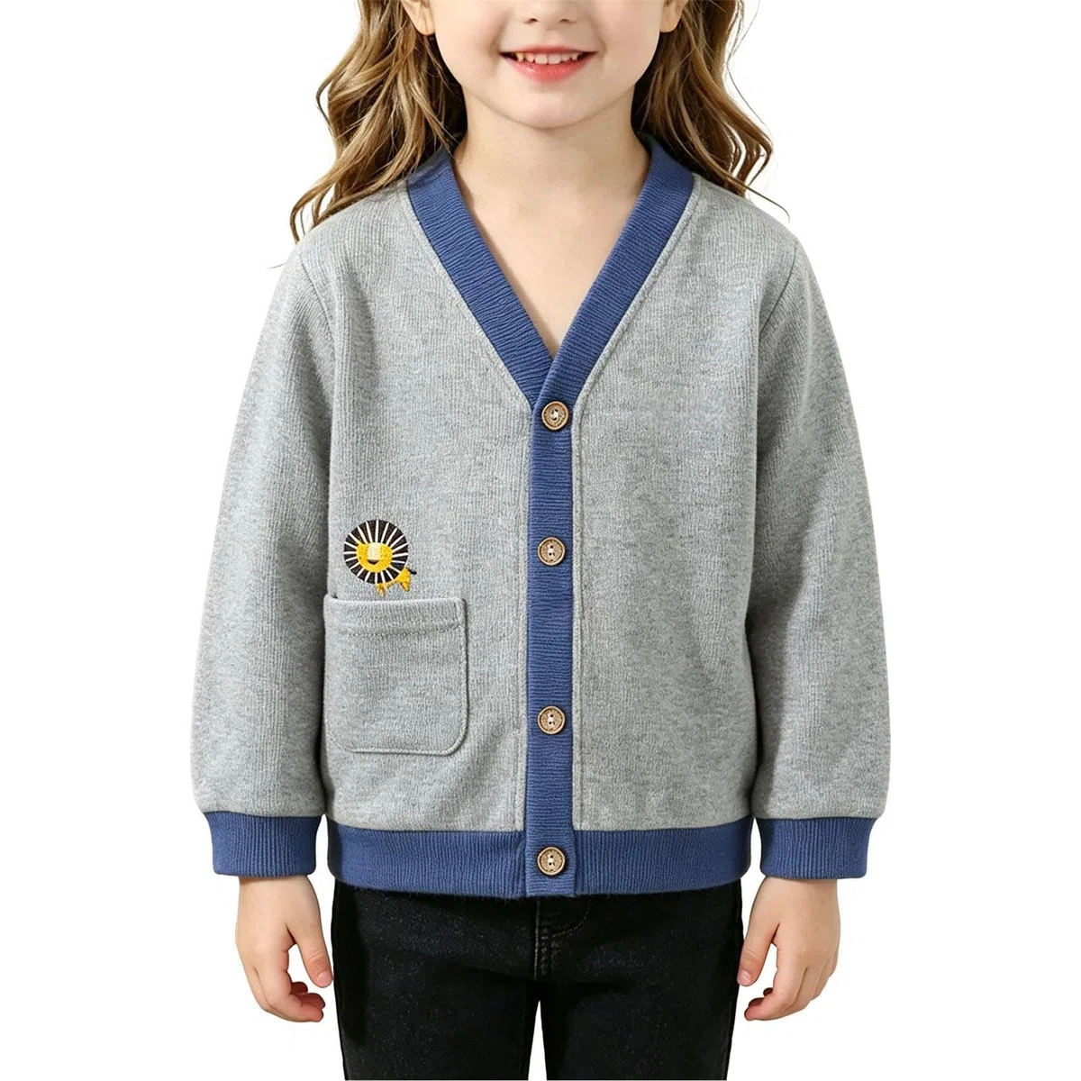 Cardigan en Crochet pour Enfants Pull en Tricoté Boutonné Pull Chaud pour L'éCole GarçOns et Filles à Manches Longues DéContracté Automne Hiver Tricoté VêTements d'automne et d'hiver