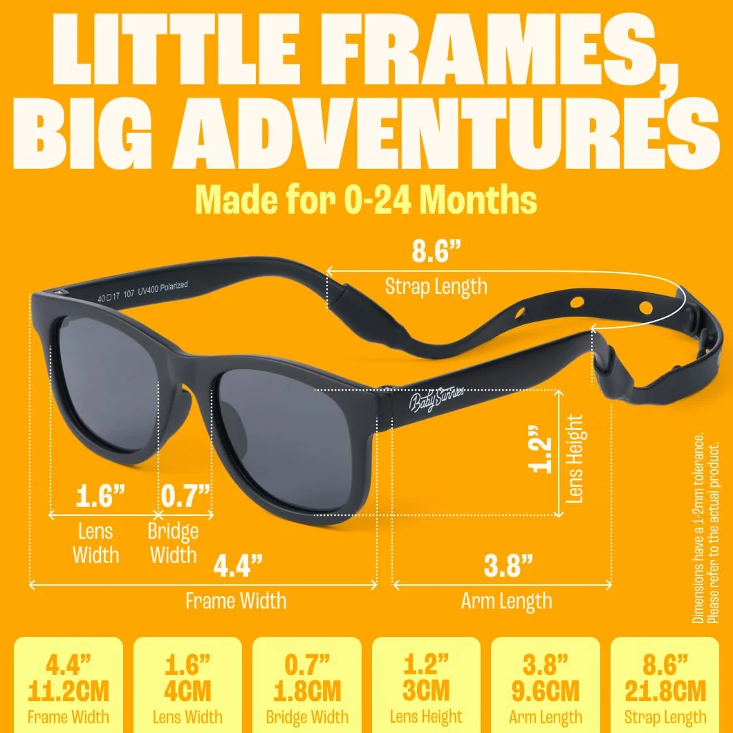 BABY SUNNIES Polarized Toddler Sunglasses for Boys & Girls - Eye Safe Kids Sunglasses - UV Protection - Toddler Sun Glasses