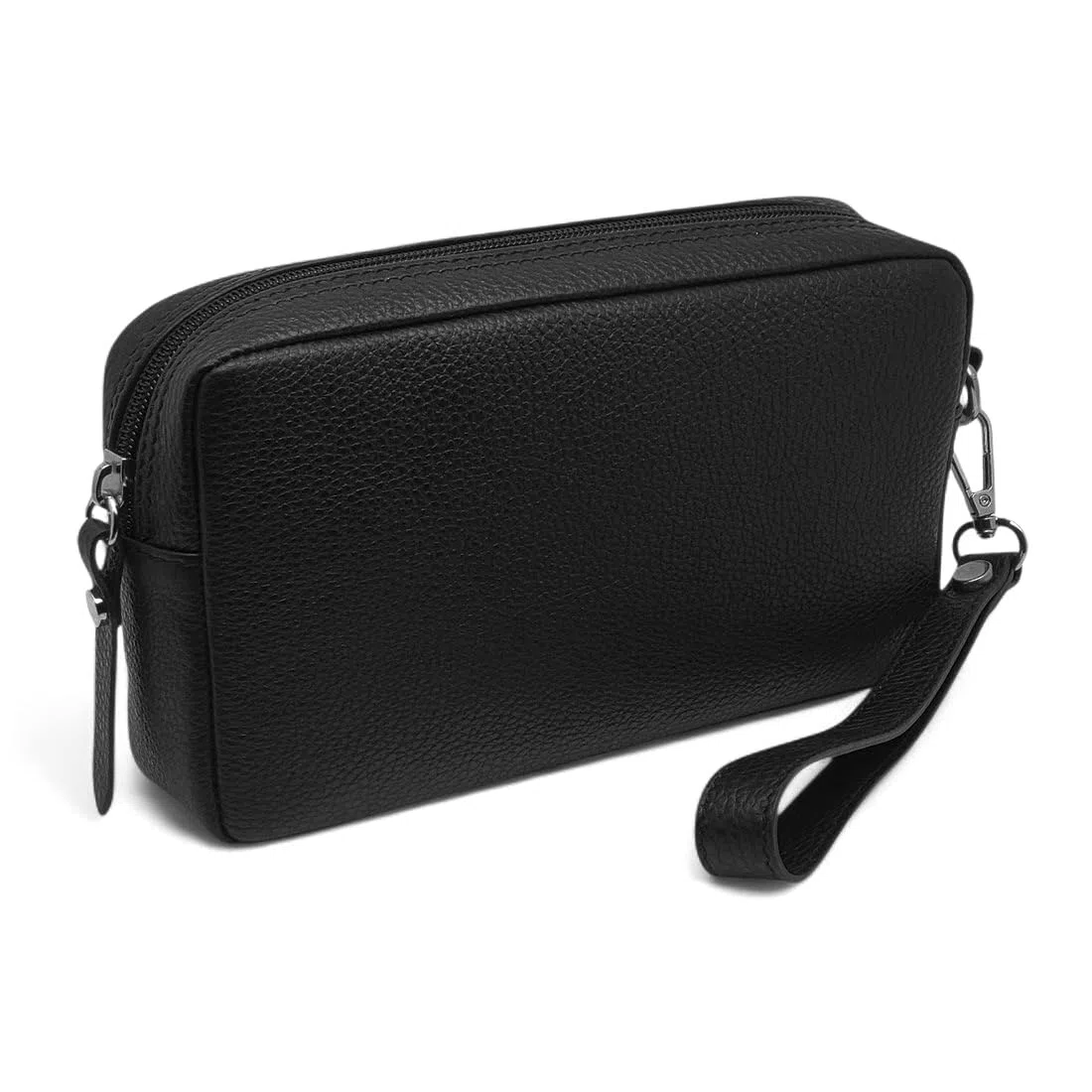 FAST WORLD SHOPPING Pochette de poignet en cuir véritable, sac pour homme avec poignée amovible, sac à main fabriqué en Italie, sac avec poignée sous bras, bureau voyage occasionnel 22 x 12 x 5 cm