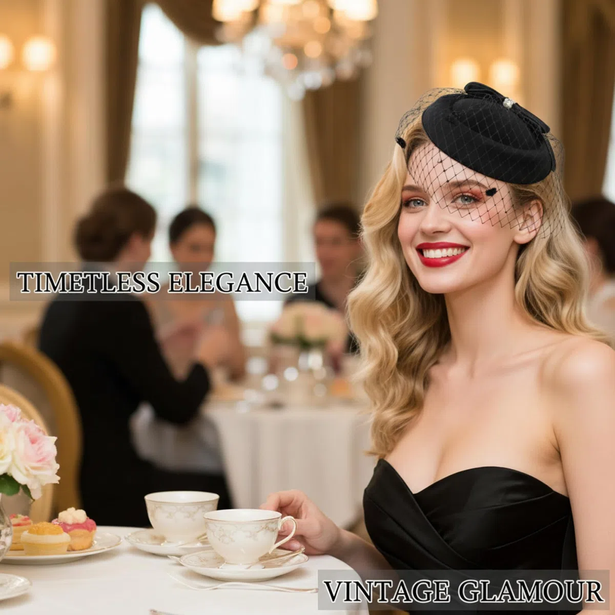 Bibi pour femmes, chapeau rétro avec nœud papillon à Clip latéral, bandeau en voile, fascinateur en gaze pour fête de thé et mariage des années 1940