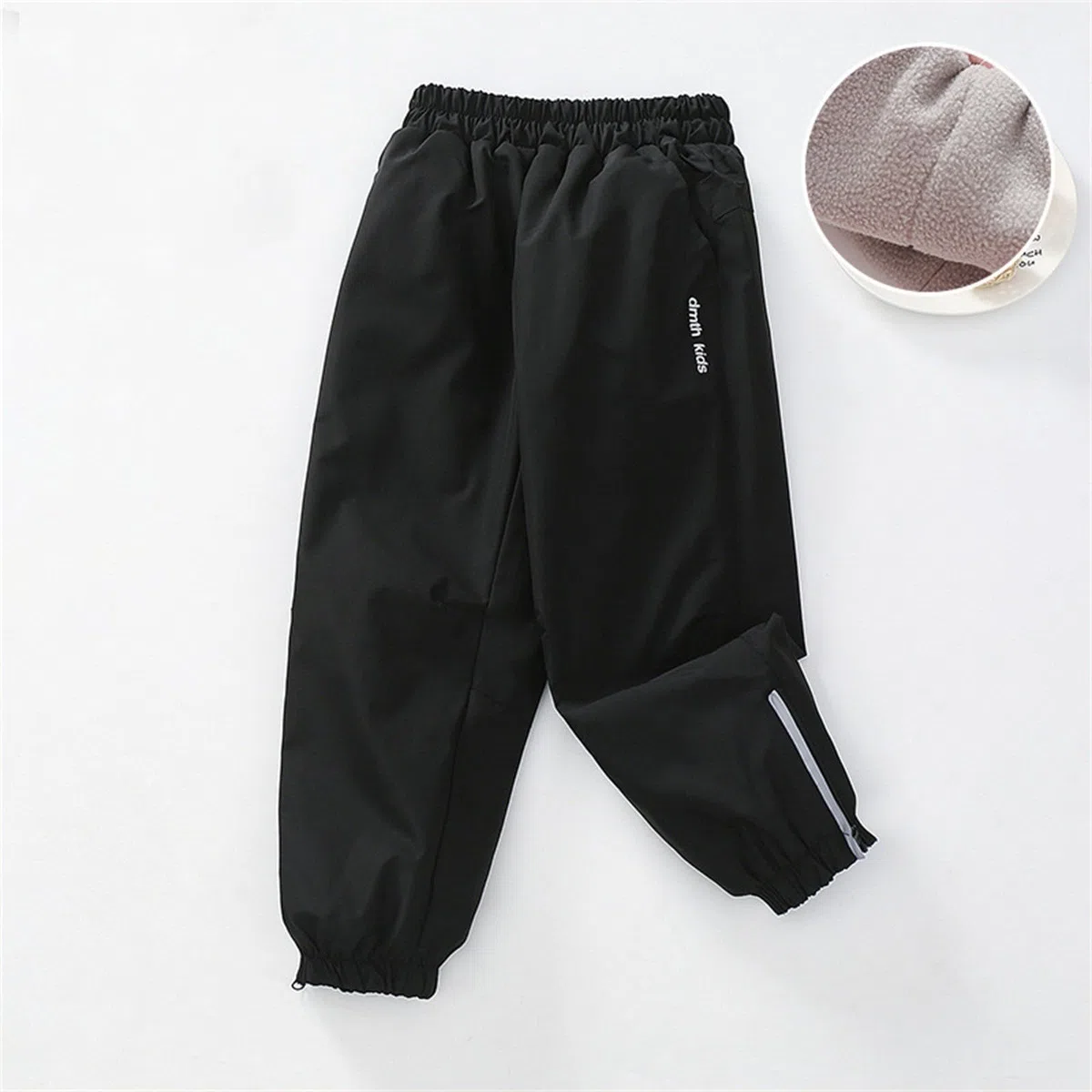 Pantalon de ski en polaire imperméable et chaud pour garçons et filles - Taille élastique - Pantalon de randonnée en plein air - Pantalon de neige épais isolé