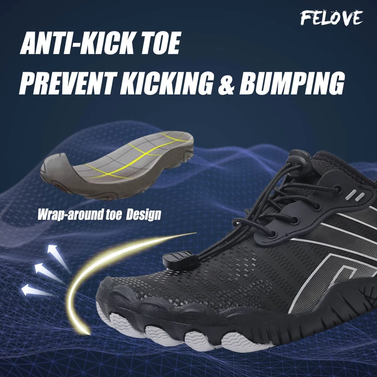 FELOVE Chaussures Aquatiques en Néoprène, Chaussures de Surf, Snorkeling, Plage et Randonnée Aquatique Hommes Femmes