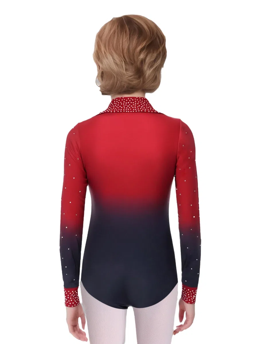 Enfants Tenue De Patinage Artistique Unitard Danse Avec Leggings Manches Longues Pour Garçons Justaucorps De Danse Classique Jazz