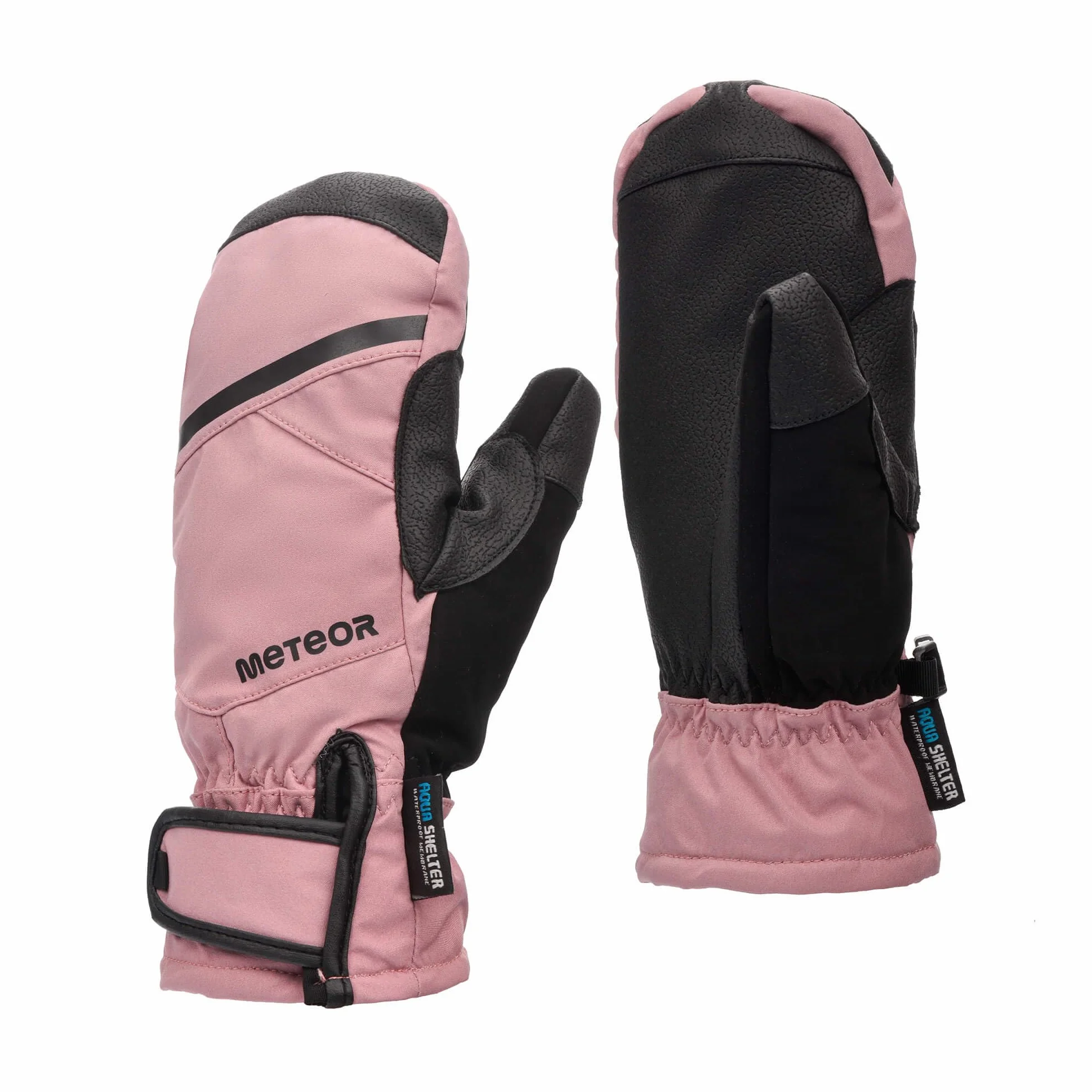 meteor Hazy moufles de ski femme, gants hiver imperméables et chaudes, coupe vent pour neige et montagne, rose noir, tailles XS S M