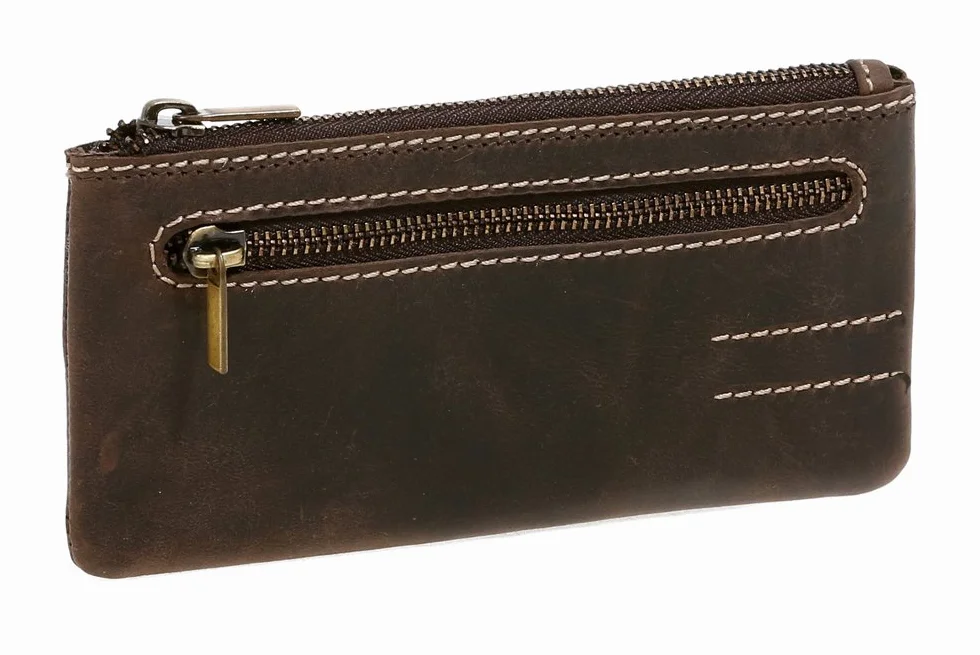 LEAS Pochette pour clés très Grande Taille, Cuir véritable, Marron Vintage-Collection''
