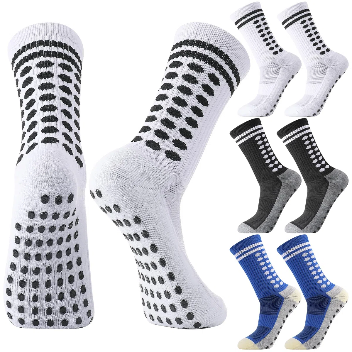 Utensilsto Lot de 3 paires de chaussettes de football antidérapantes pour garçon - Chaussettes de football antidérapantes - Chaussettes de sport pour enfants - Football - Basketball - Course à pied