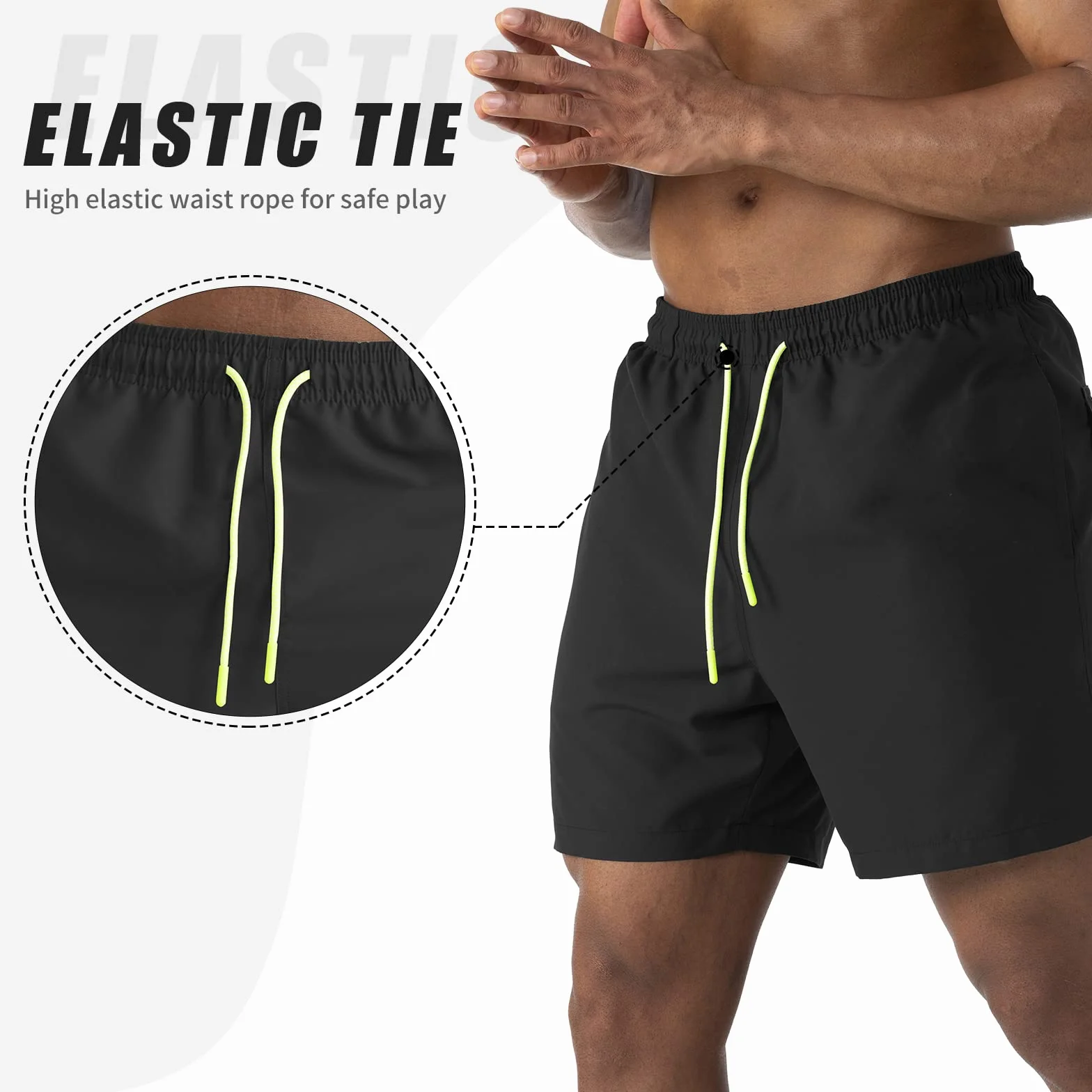 EDOTON Short de Bain Homme, Maillots de Bain Homme Léger à Séchage Rapide Short de Bain Imperméable pour Homme avec Ceinture Réglable et Poches/Natation/Surf/Loisirs