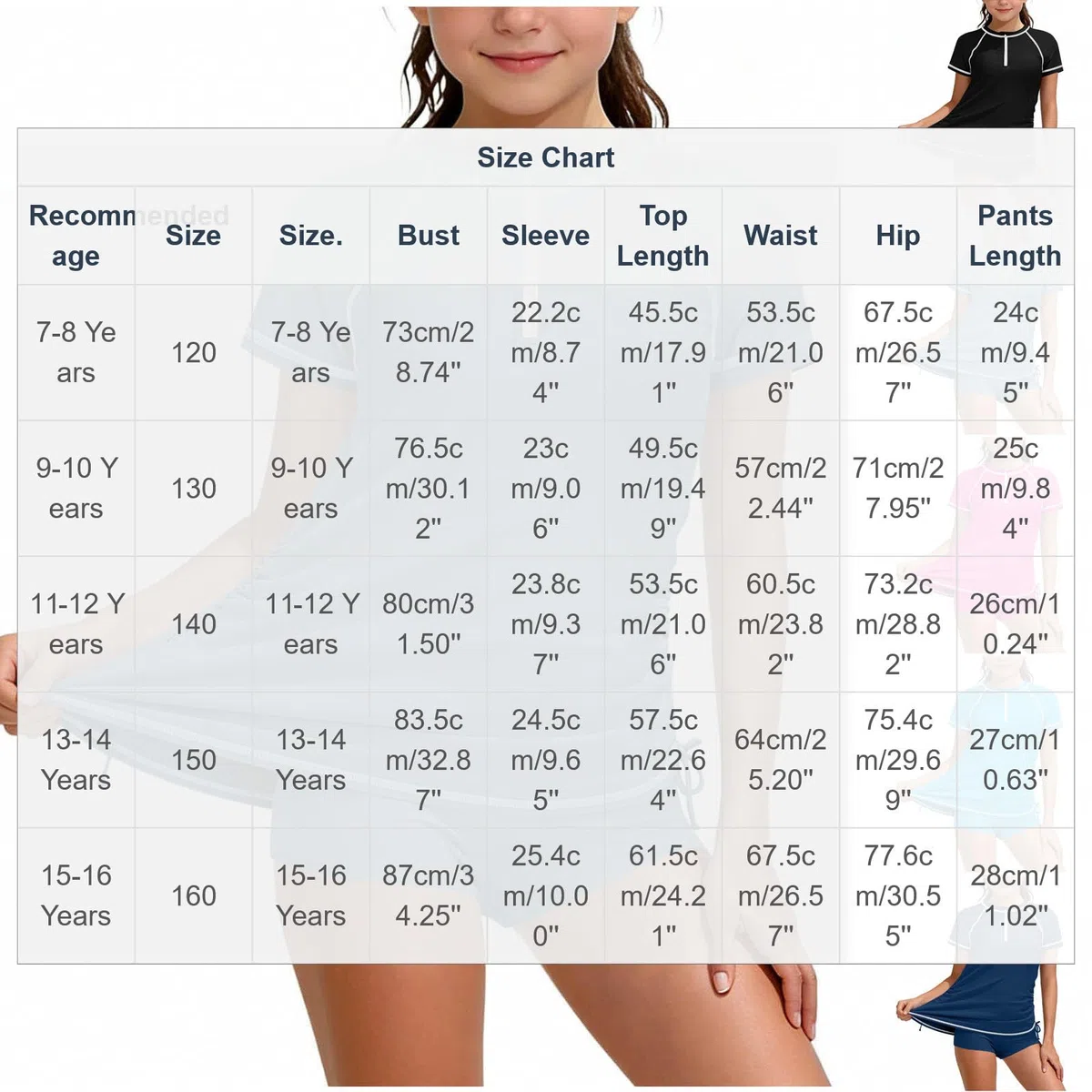 Maillot de bain deux pièces pour grandes filles UPF 50+ 7-16 ans, maillot de bain à manches courtes rashguard avec short de bain d'été