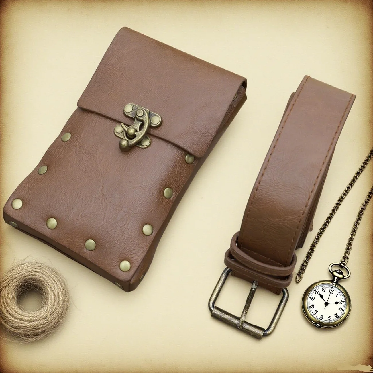 HENGBIRD Ceinture médiévale pour femme, sac de ceinture en cuir pour femme, sac en cuir médiéval, accessoire de ceinture médiéval pour femme, adapté pour le cosplay de la Renaissance, brun