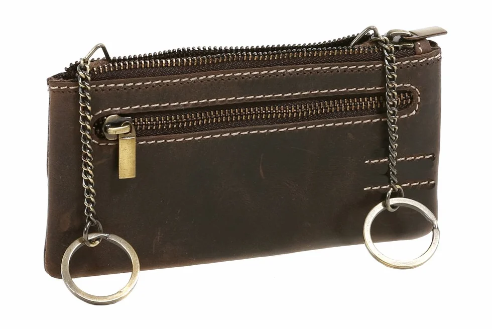 LEAS Pochette pour clés très Grande Taille, Cuir véritable, Marron Vintage-Collection''