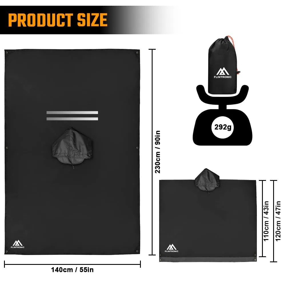 flintronic Poncho Pluie Imperméable avec Capuche, Poncho Imperméable Multifonctionnel 3 en 1, Poncho Pluie Réutilisable Hommes Femmes, Veste Cape imperméable pour Camping Randonnée Vélo Pêche Voyage