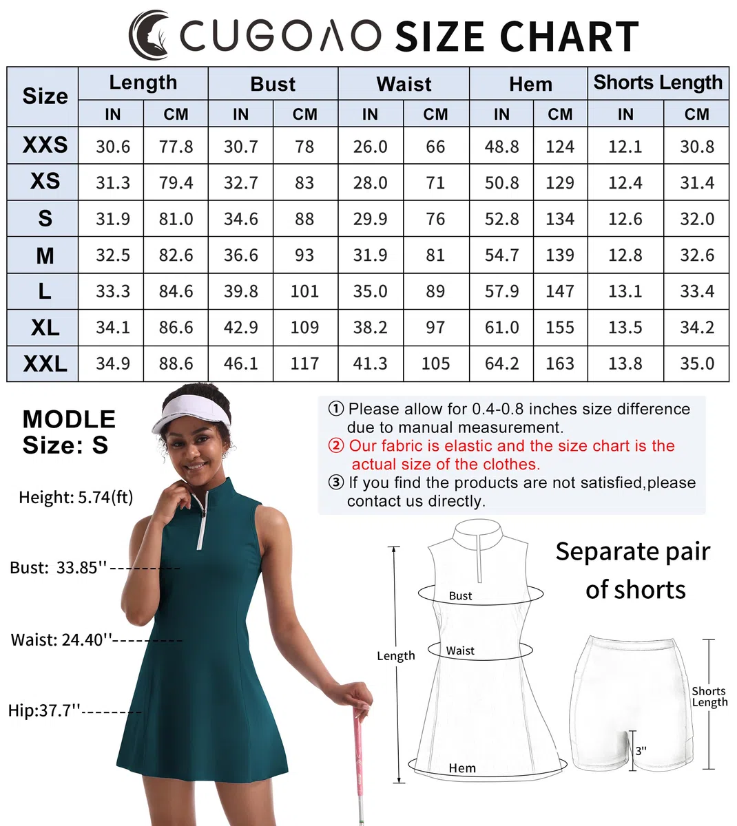 Robe de tennis pour femme, robe de tennis de golf avec short intégré et poches pour entraînement sans manches