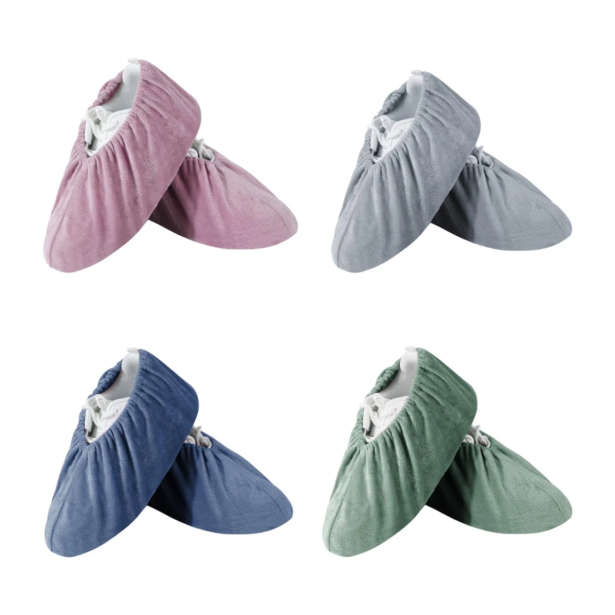 4 Pièces Surchaussures Lavable, Réutilisable Chausson Invité, Tissu de Flanelle Couvre Chaussure, Semelle Antidérapante Surchaussure, pour Maisons, Bureaux, Bibliothèques (Tailles 37-42)