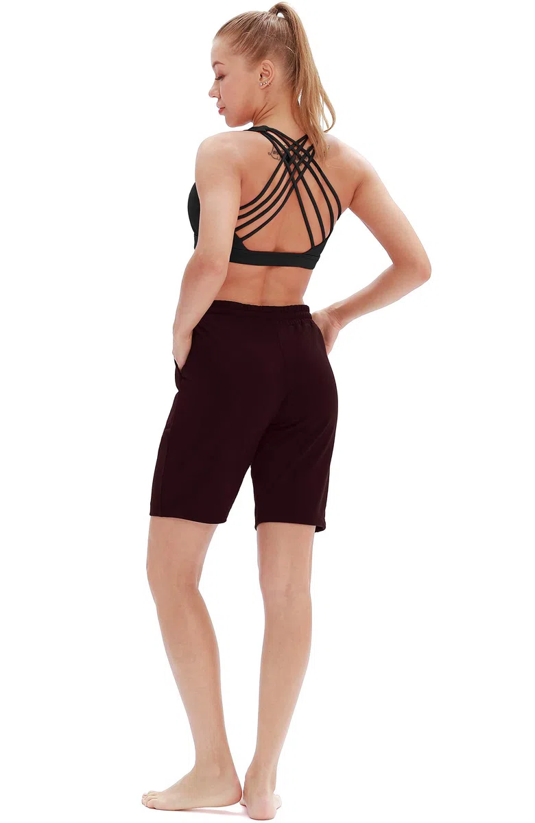 icyzone Femme Bermudas Shorts de Sport Été Pantalon Court avec Poches pour Loisirs Jogging