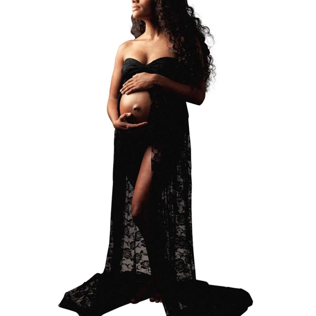 Femme Robe Grossesse de Photographie en Maternité Longue Accessoires de Photo Robe Soirée Elégante Sexy Vetements Maternité Plage Mariage Soireé Cérémonie