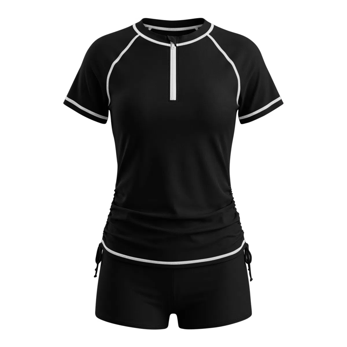 Maillot de bain deux pièces pour grandes filles UPF 50+ 7-16 ans, maillot de bain à manches courtes rashguard avec short de bain d'été