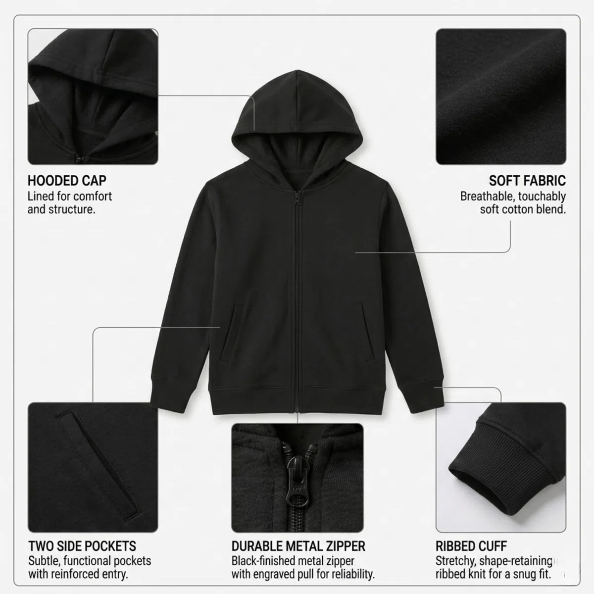 GW CLASSY OUTFIT Kids Girls Boys Zipper Hoodie Unisex Fleece Zipper Top Jacket PE School Sweat Hoodie Casual Fashion UK Size 4-13 Years