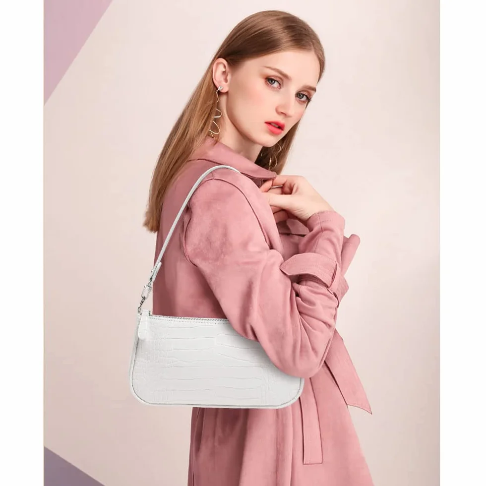 Aucuu Sac à Bandoulière en Cuir pour Femme, Mini Sac à Main avec Motif Crocodile Rétro en Cuir PU Souple, Petit Sac à Bandoulière Classique pour Femme des années 90 Mini Sacs avec Chaîne