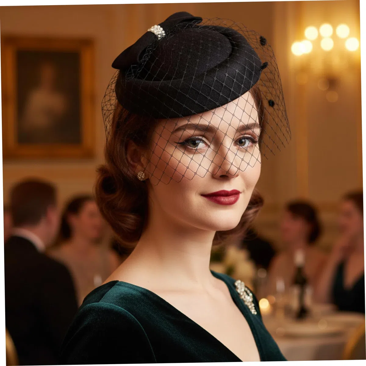 Bibi pour femmes, chapeau rétro avec nœud papillon à Clip latéral, bandeau en voile, fascinateur en gaze pour fête de thé et mariage des années 1940