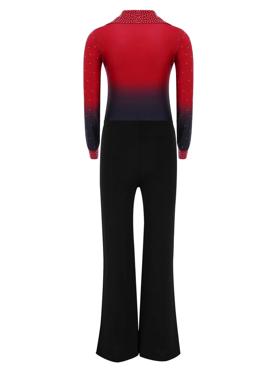 Enfants Tenue De Patinage Artistique Unitard Danse Avec Leggings Manches Longues Pour Garçons Justaucorps De Danse Classique Jazz