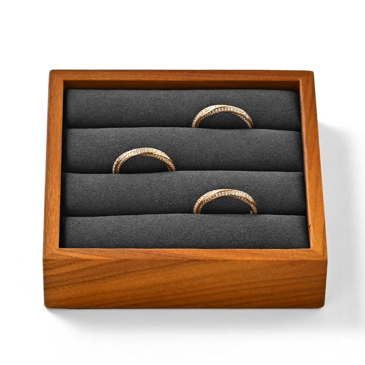 Oirlv Support à Bagues En Bois Massif Présentoir Plateau à Bagues Organiseur Support Boucles D'oreilles Pour Organiseur (Gris Foncé/Petit)