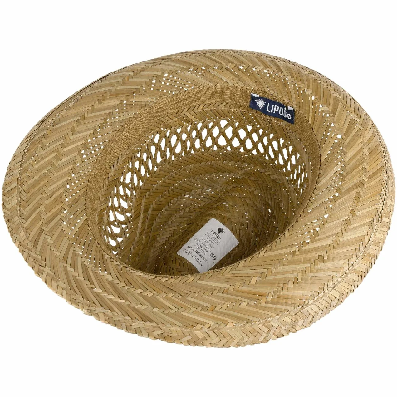Lipodo Chapeau en Paille Classic Homme - Made in Italy D'Ete Fedora de Soleil avec Ruban Gros Grain Ete Printemps-ete