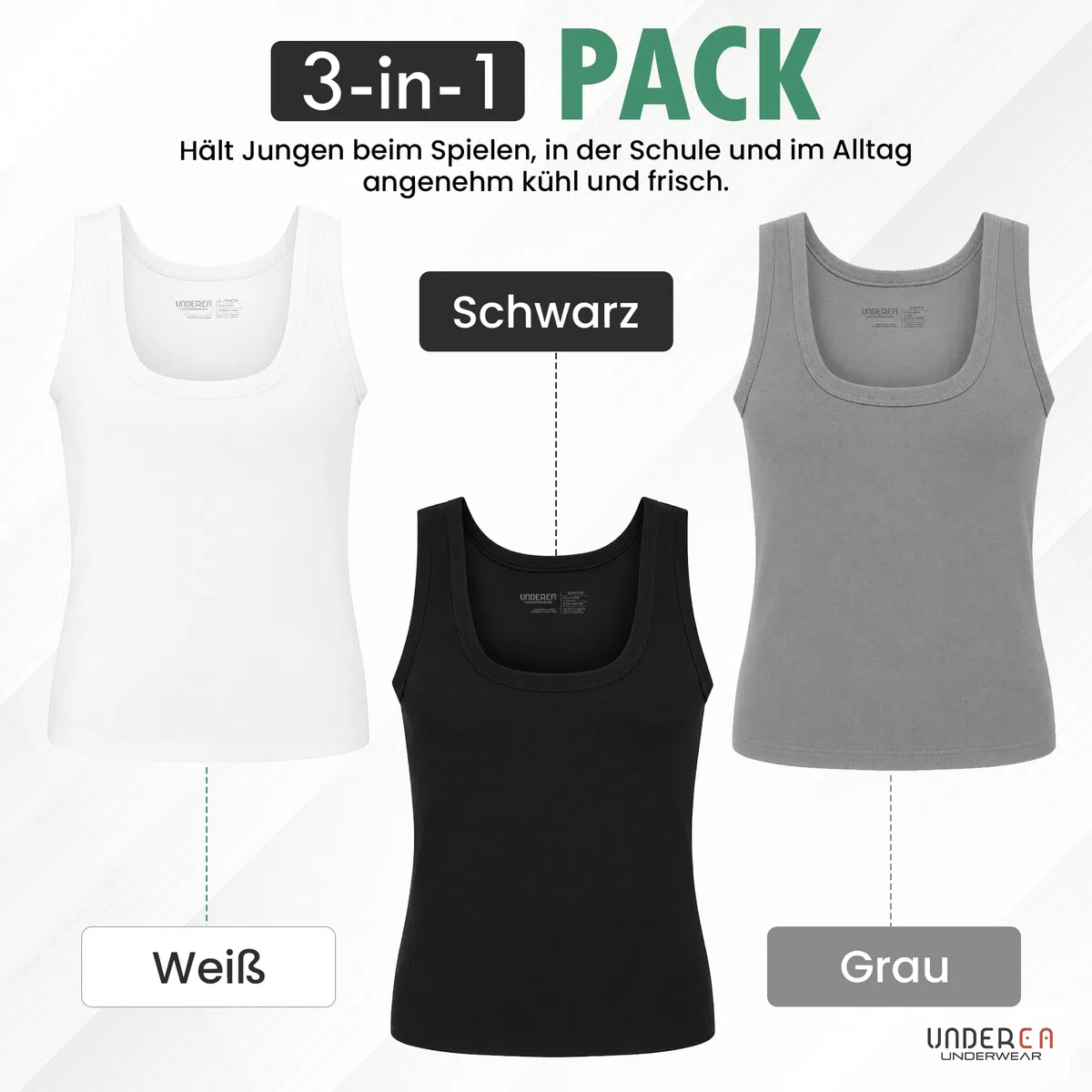 Lot de 3 débardeurs garçon – Côtelé Classique en Coton peigné 100%