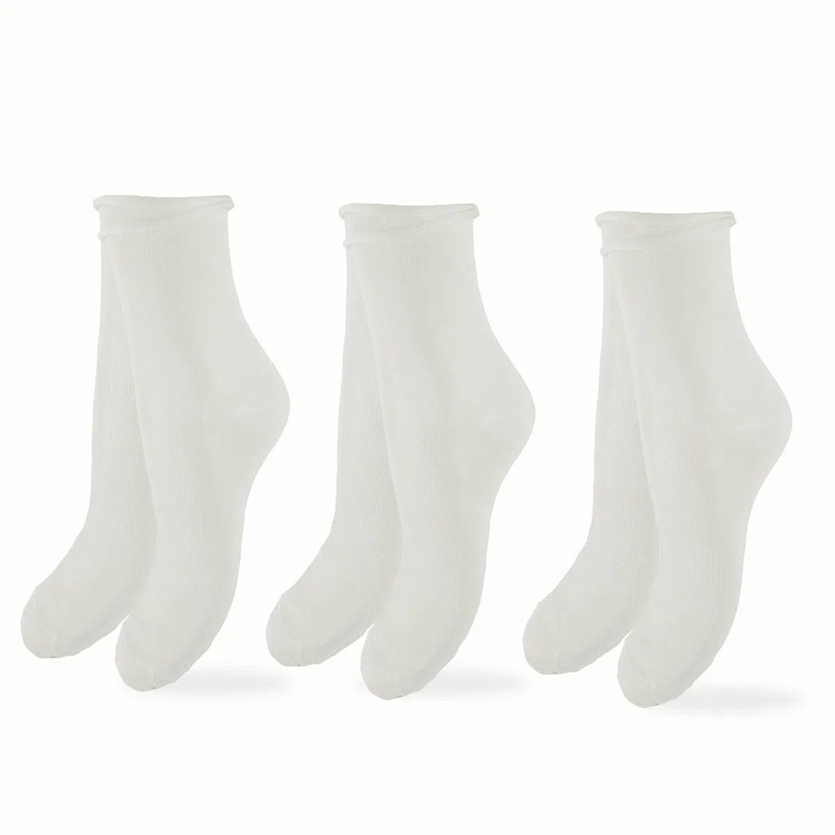 Chaussettes Femme Coton Sans Élastique Chaussettes Femme Courtes made in italy (FR/ES, Alpha/lettres, Taille unique, Taille normale, Taille normale, 520-3 paires blanches)