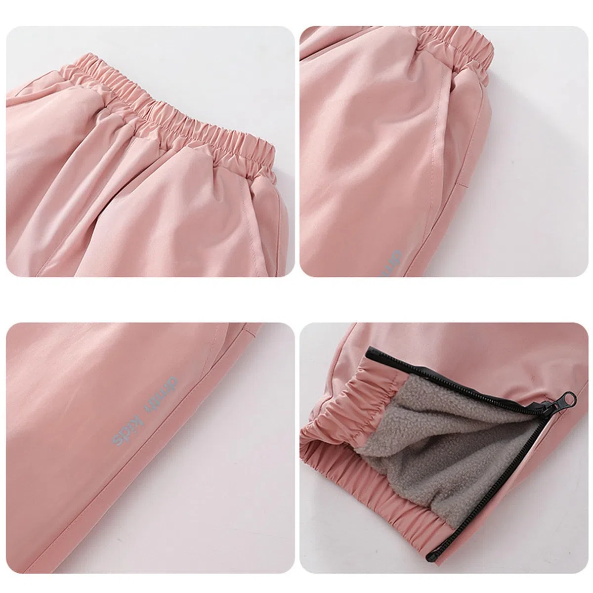Pantalon de ski en polaire imperméable et chaud pour garçons et filles - Taille élastique - Pantalon de randonnée en plein air - Pantalon de neige épais isolé