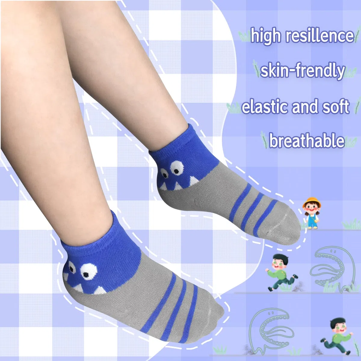 Lot de 12 paires de chaussettes pour garçons Dinosaure douces et amusantes respirantes décontractées pour enfants