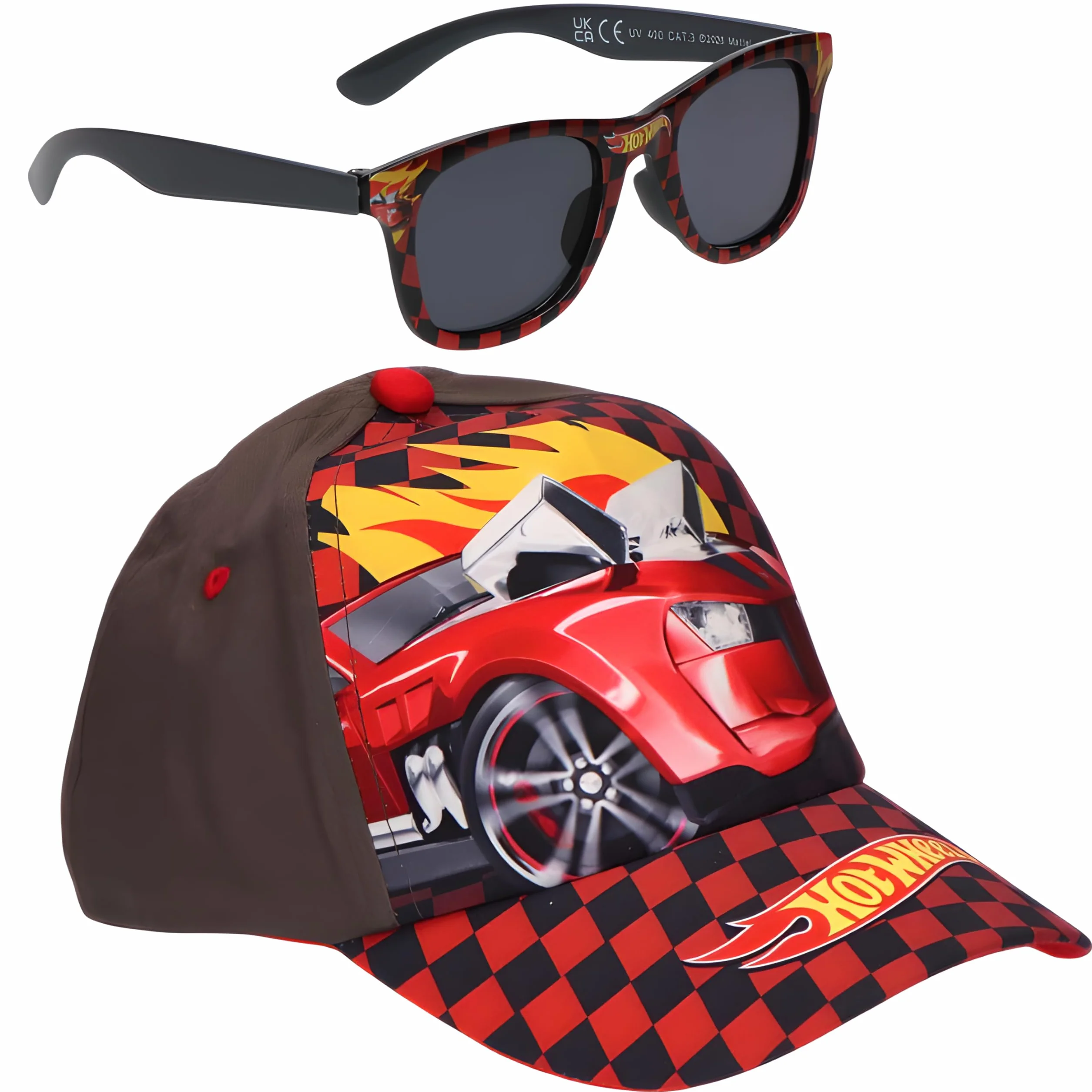 Hot Wheels | Bluey | Avengers | Gabby's Dollhouse | Paw Patrol | Ensemble Casquette et Lunettes de Soleil pour Enfants | Set d’Accessoires Casquette et Lunettes avec Protection UV400