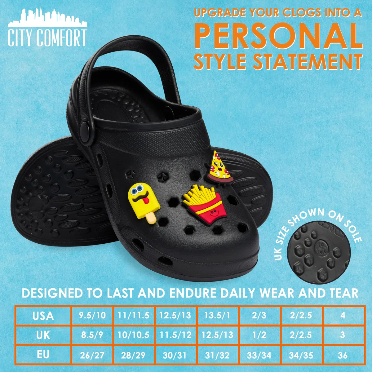 CityComfort Sabot de Jardin Garçon, Chaussure Enfant avec Charmes à Clipser