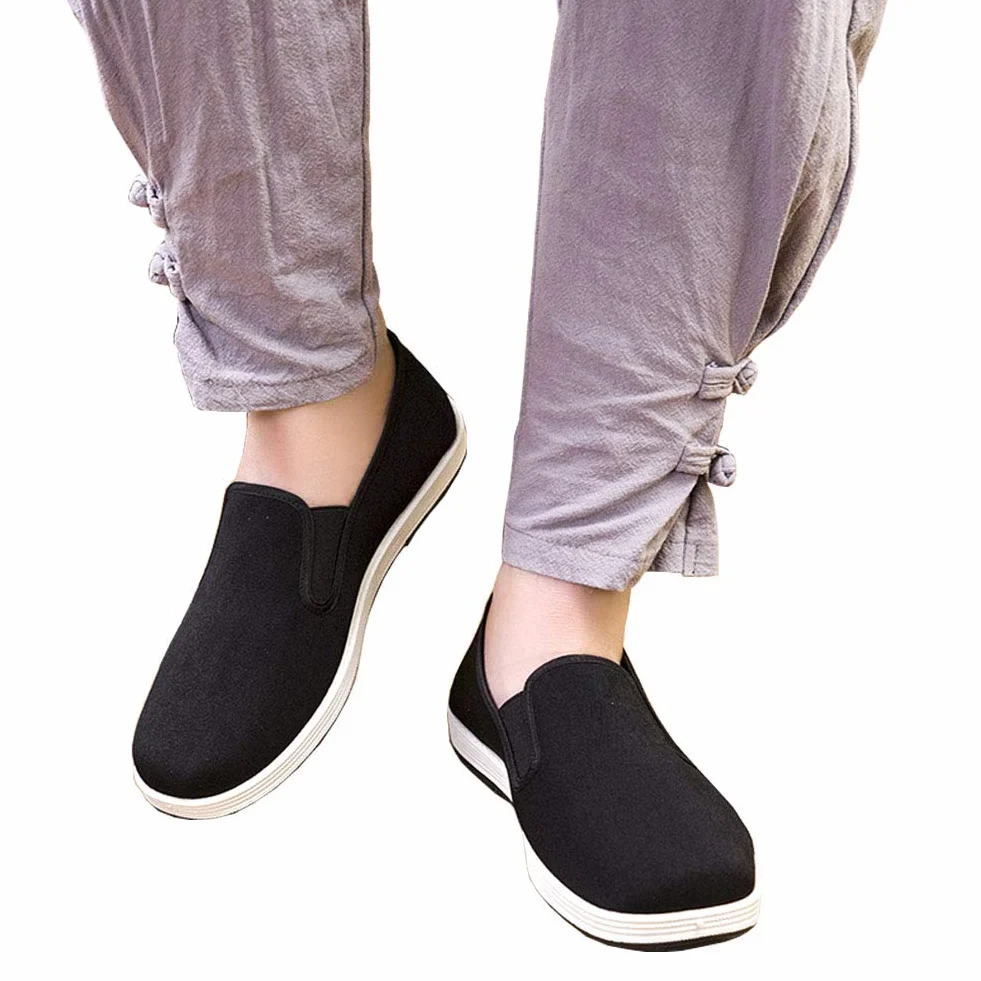 Kung Fu Tai Chi Arts Martiaux Chaussures Semelle en Caoutchouc Unisexe Toile Anti-Slip Mode Qigong Formateurs Noir