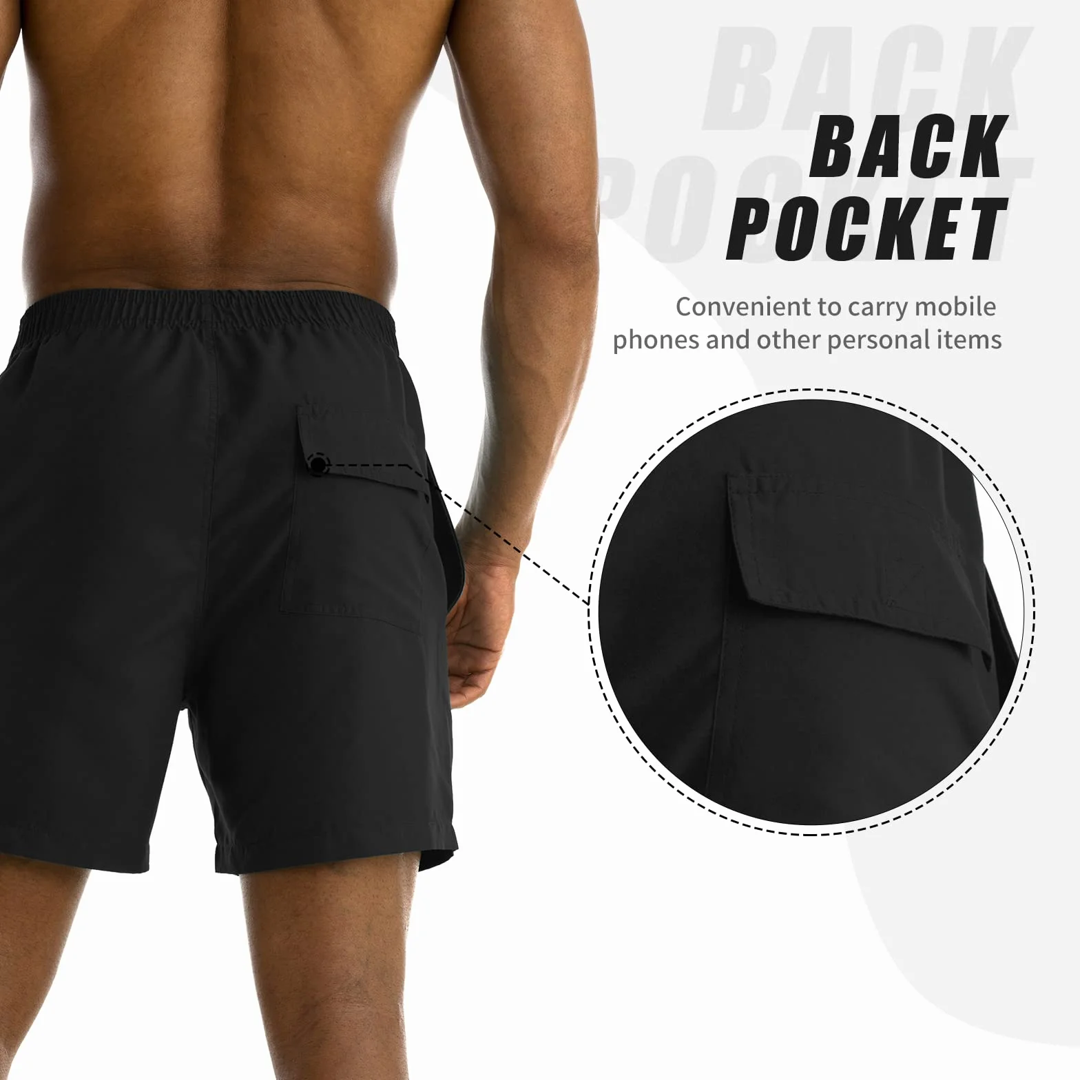 EDOTON Short de Bain Homme, Maillots de Bain Homme Léger à Séchage Rapide Short de Bain Imperméable pour Homme avec Ceinture Réglable et Poches/Natation/Surf/Loisirs