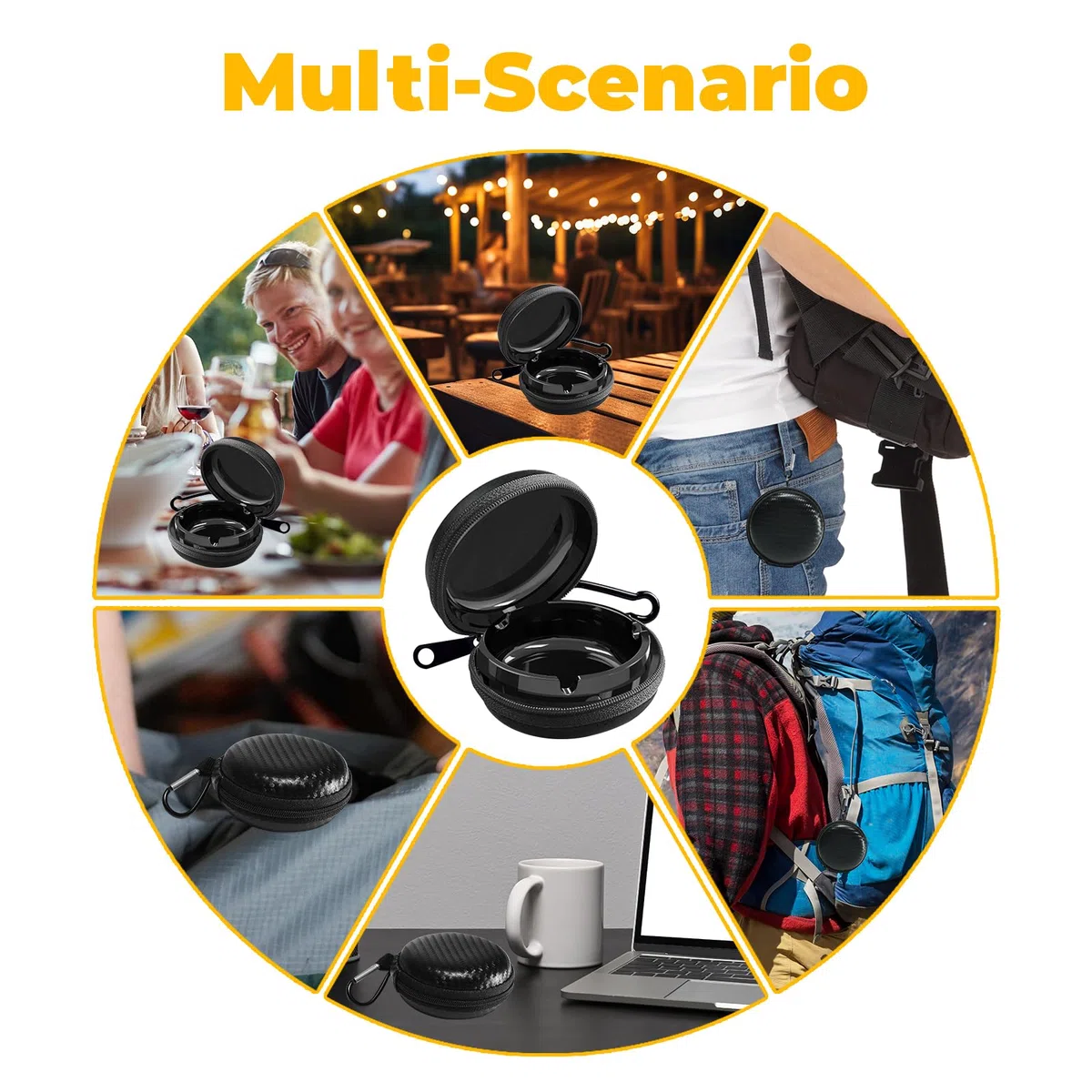 Cendrier Portable Mini avec Couvercle et Porte-Clés pour Extérieur et Voyage