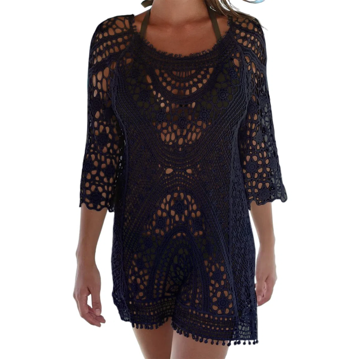 Cache-Maillots et Sarongs, Femme Maillot de Bain Dos Ouvert Robe de Maillot de Bain Bikini Dentelle au Crochet