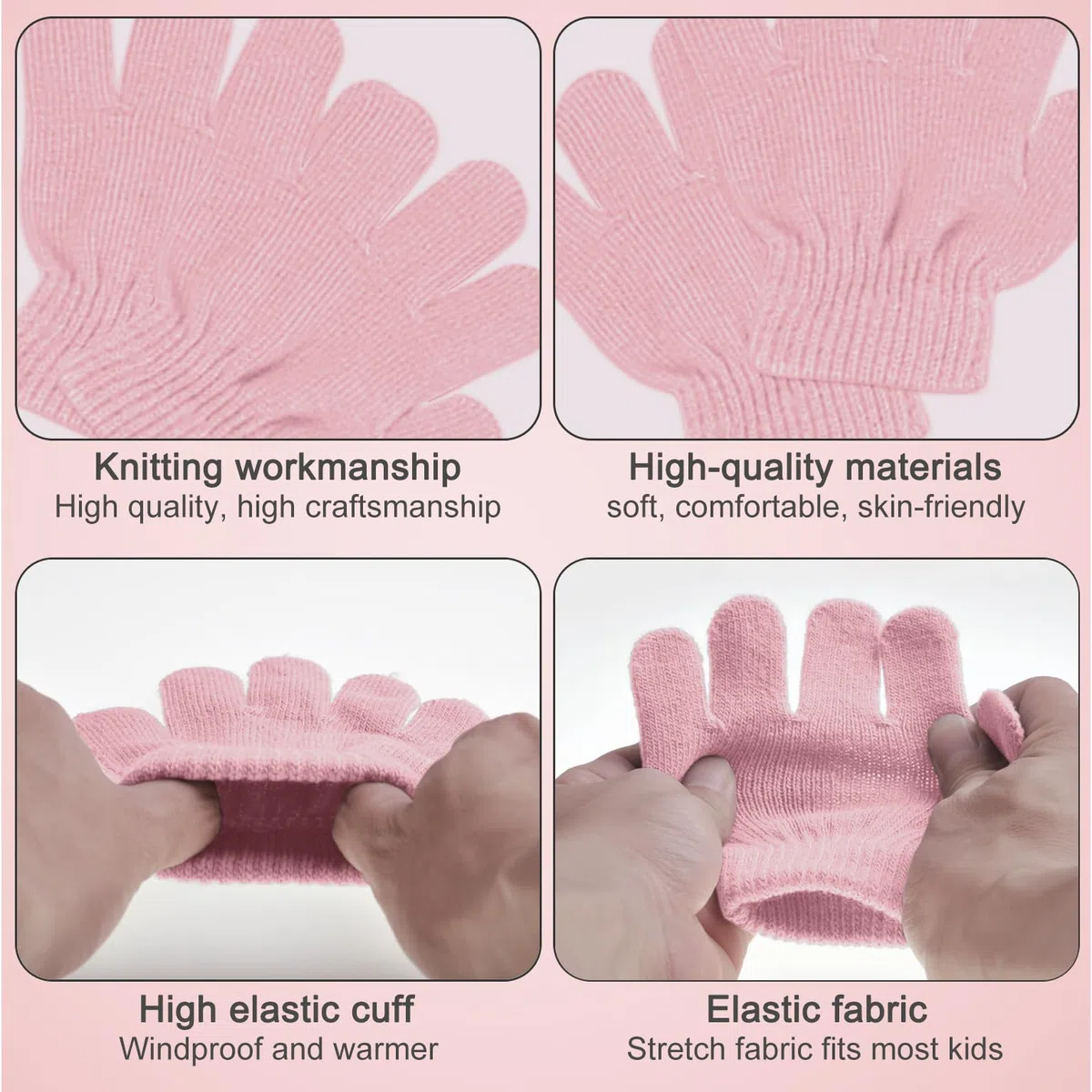 Enwokran Enfant Hiver Bonnet Echarpe Gants Ensemble, 3PCS Polaire Snood Bonnet Chapeau avec Pom Détachable Tricoté Tour de Cou Chaud avec Doublure Gants pour Fille Garçon 2-6 ans