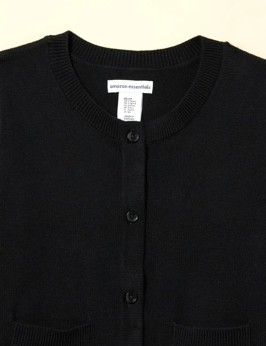 Amazon Essentials Pull Cardigan à Col Rond, Coupe Ajustée Fille