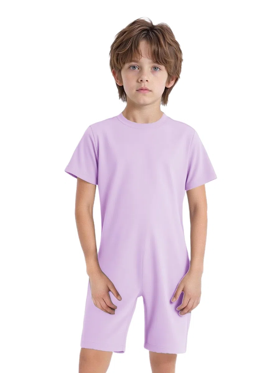 Combinaison Adaptatif Enfant Garcon Unisexe Besoins Spéciaux Vêtement Adapté Manches Courtes pour Handicap Ou Autisme 4-16 Ans