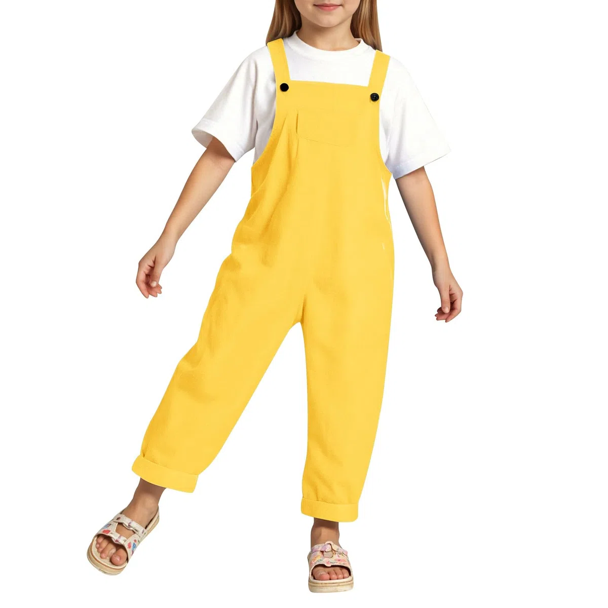 WWricotta Salopette pantalon unie, bretelles, enfant 3-14 ans, mignonne, mixte/A