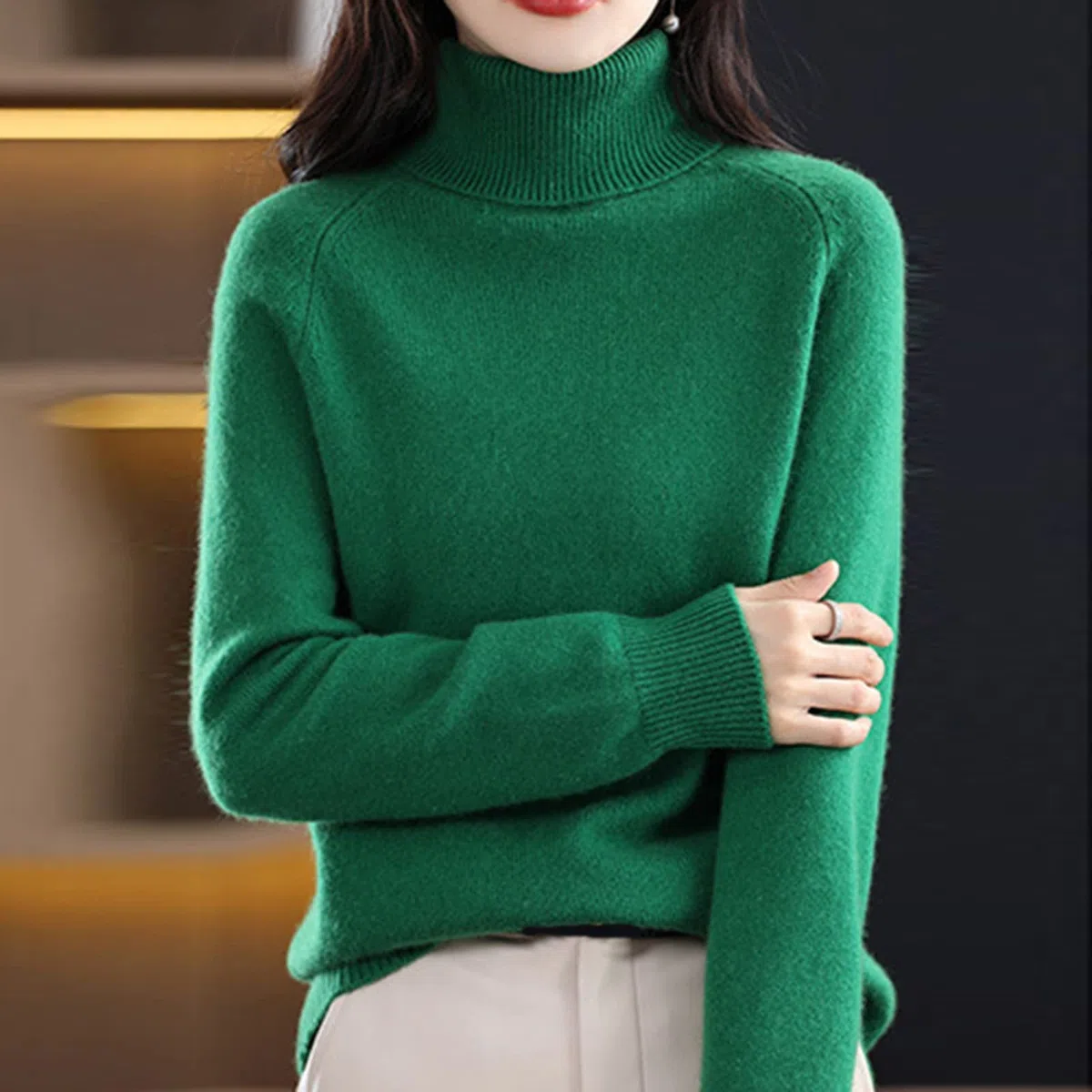 Pull à col roulé noir pour femme - Haut chaud - Élégant basique - Manches longues - Pull en tricot décontracté - Pull chaud et douillet - Pull de loisirs - T-shirt à manches longues - Pull léger