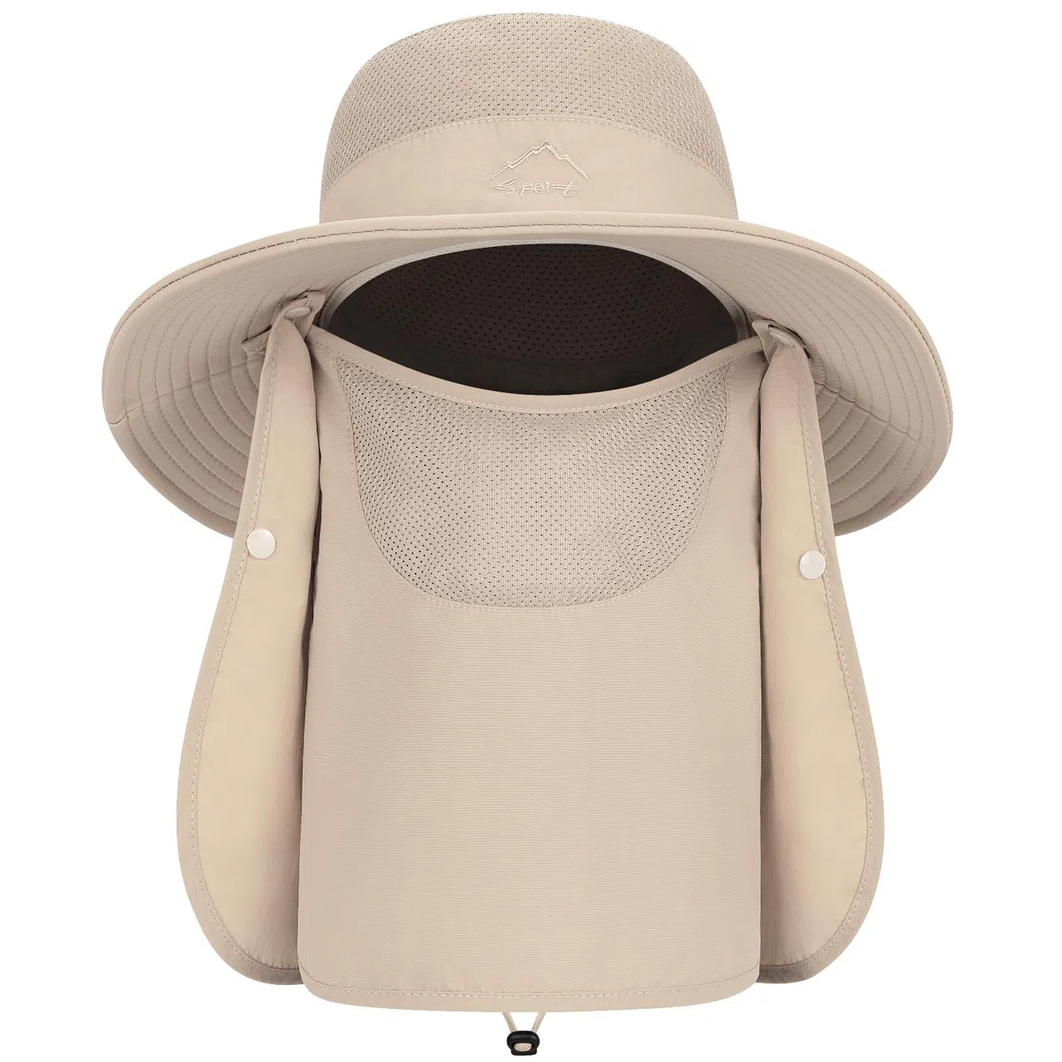 TAGVO Chapeau de Soleil avec Protection Cou Visage Détachable, Chapeaux de Pêche de UPF 50+, Camping Randonnée Marche Voyage Casquettes Chapeaux de Pliable Chapeau Bucket - Sangle de Menton Réglable