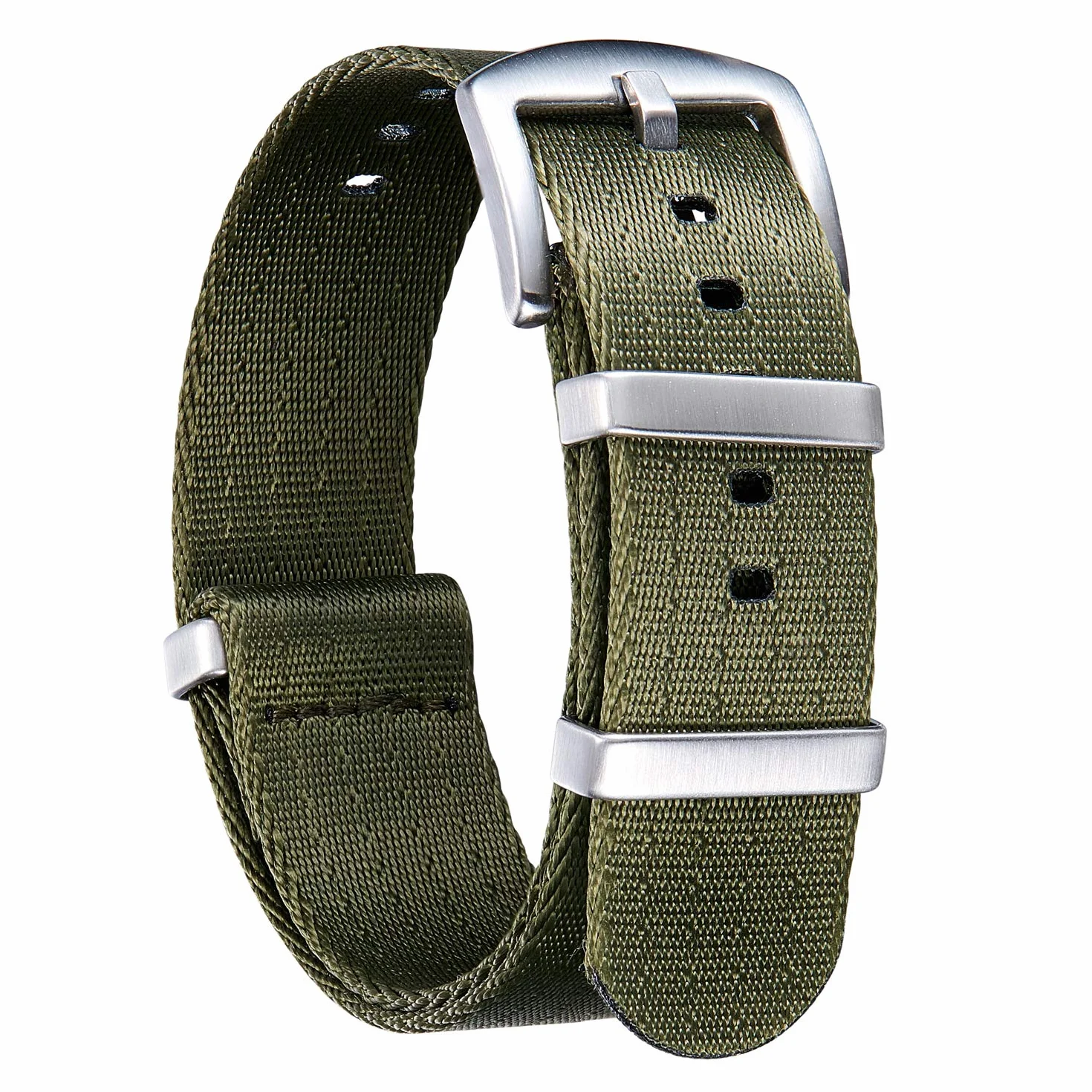 BINLUN Bracelet de Montre en Nylon Balistique Militaire Remplacement Bracelet Montre Tressé avec Noir/Argent Boucle en Acier Hommes Femmes 20 Couleurs 18mm 20mm 22mm 24mm (Version de Mise à Niveau)