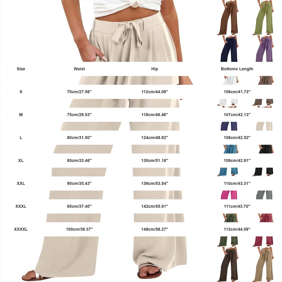 Pantalon Coton Et Lin Femme Été Décontractés Pantalons Taille Haute Elastique Cordon De Serrage Confortable Léger Elegant Couleur Unie Respirant Ample Jogging Plage Pants avec Poches