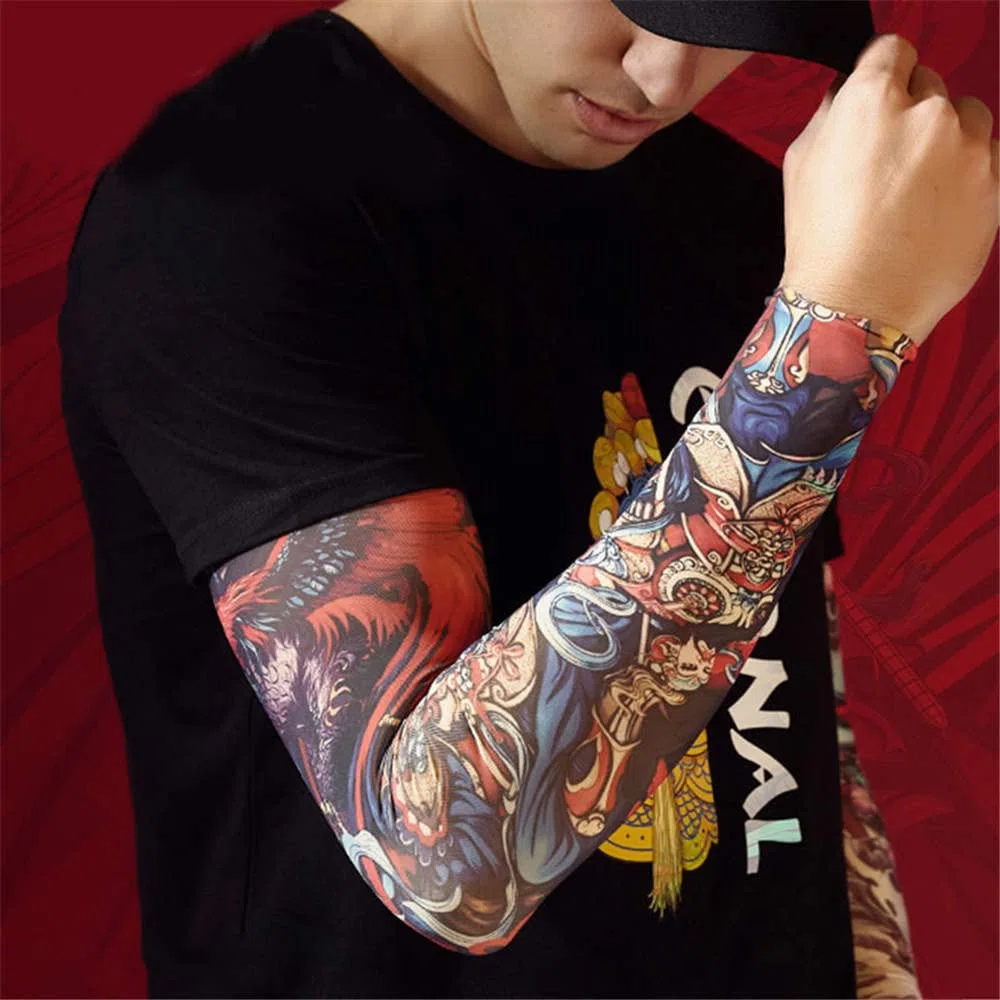 Manchons de faux tatouages temporaires à enfiler pour homme et femme - Accessoire de vêtements pour activités de plein air