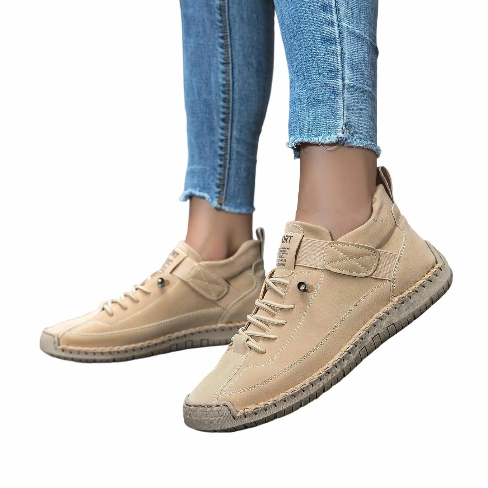 Baskets pour femme - Chaussures de randonnée décontractées pour la main - Semelle souple et souple - Chaussons plats confortables pour le quotidien - Design léger et respirant