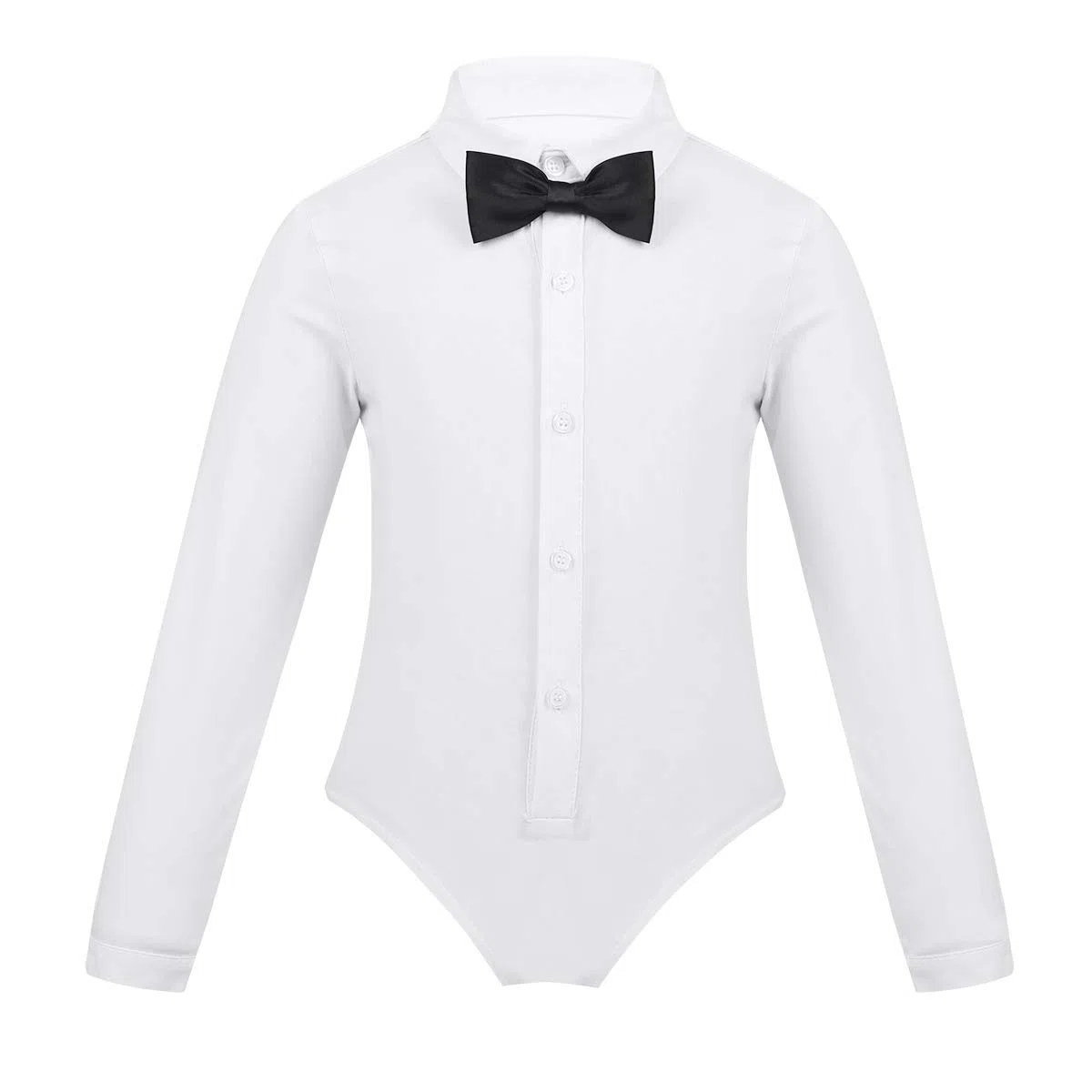Alvivi Enfant Garçon Justaucorps Gymnastique Danse Latine Tango Body Chemise à Manches Longues avec Bowknot Haut Barboteuse de Danse Modern 4-12 Ans