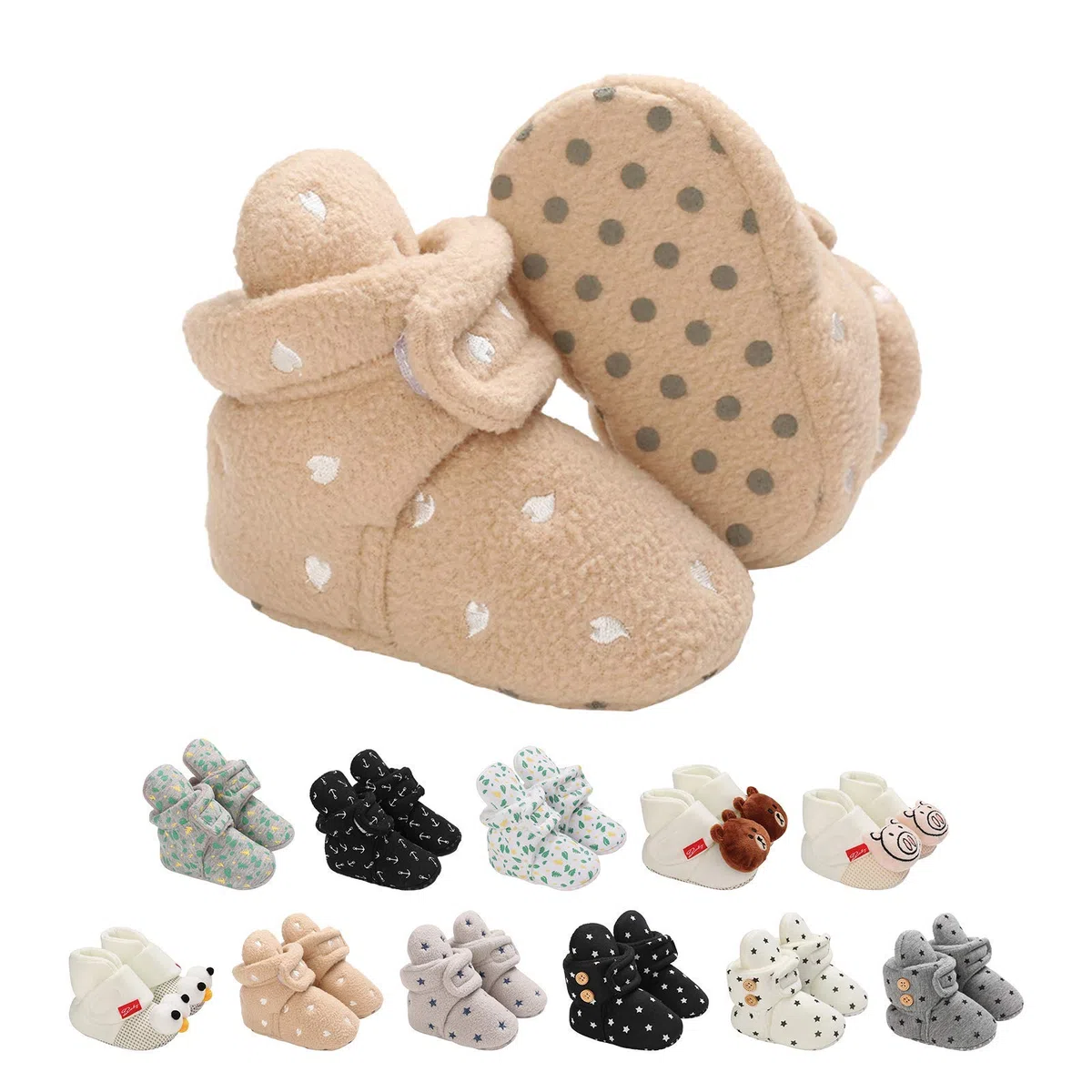 EDOTON Bottines Bébé Unisex, Naissance Hiver Chaud Chaussure Bébé Garçon Fille Premier Pas Bottine Souple Bottes de Neige Bottillons Baptême Chaussons 0-18 Mois